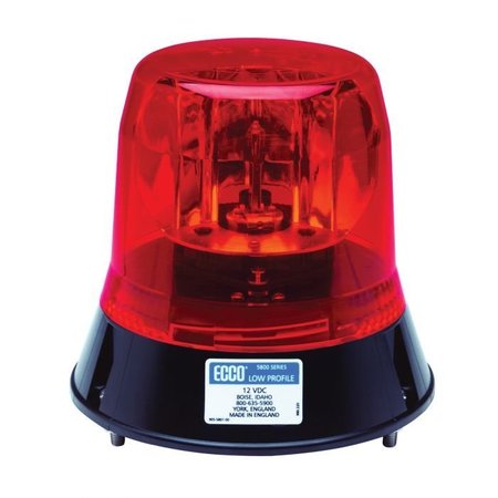 ECCO 5800 Rotating Strobe Beacon, Red, Halogen Lamp, 3BoltFlange Mount, 12 Vdc622 W, 49 A 5813R